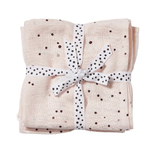 Burp cloth 2-pack - dreamy dots - powder - By done by deer