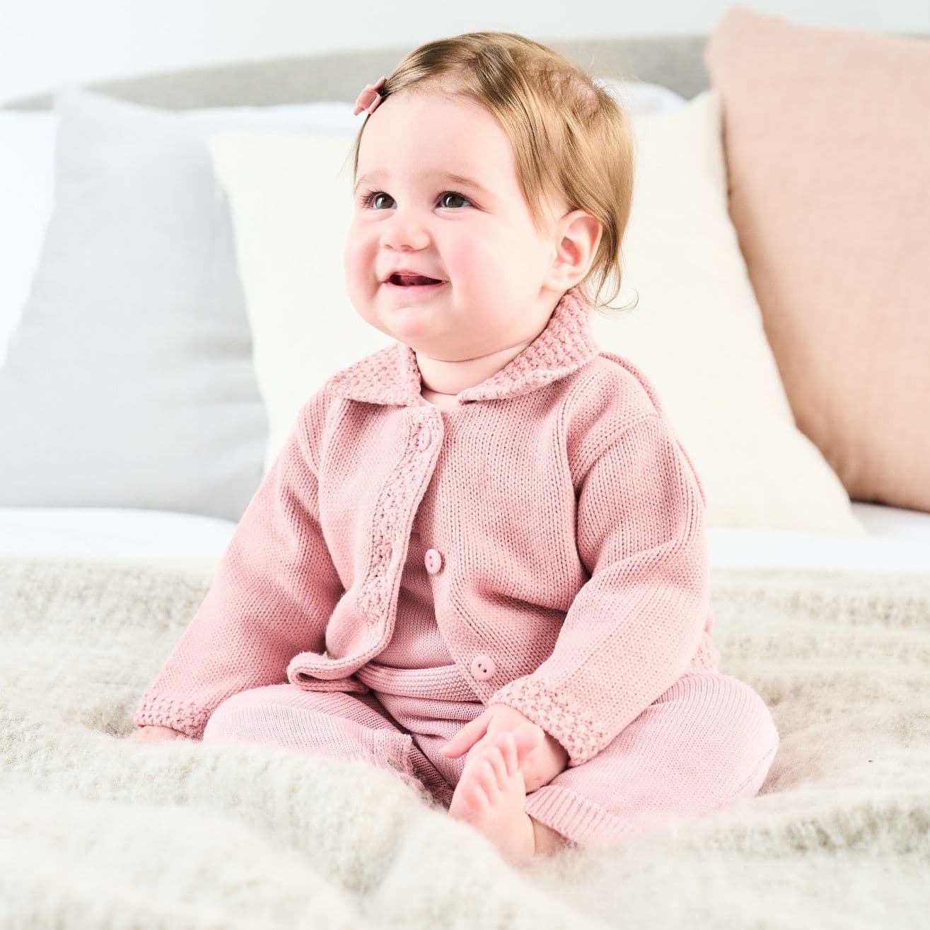 Button up Cardigan with Collar Pink From The Stork Bespoke Baby