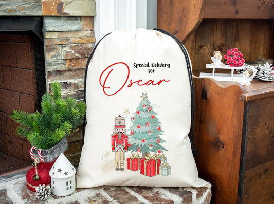 Christmas Gift Bag Sack Drawstring Nutcracker