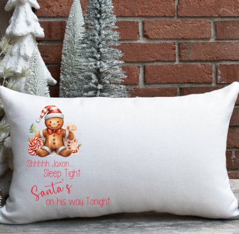 Christmas pillow case personalised Gingerbread design