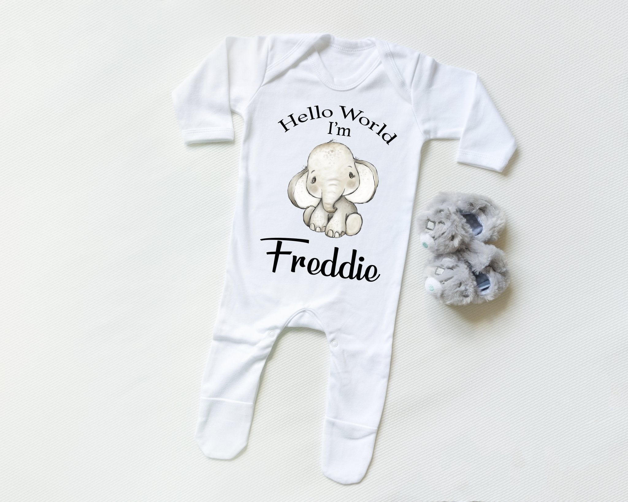 Hello world baby sales sleepsuit