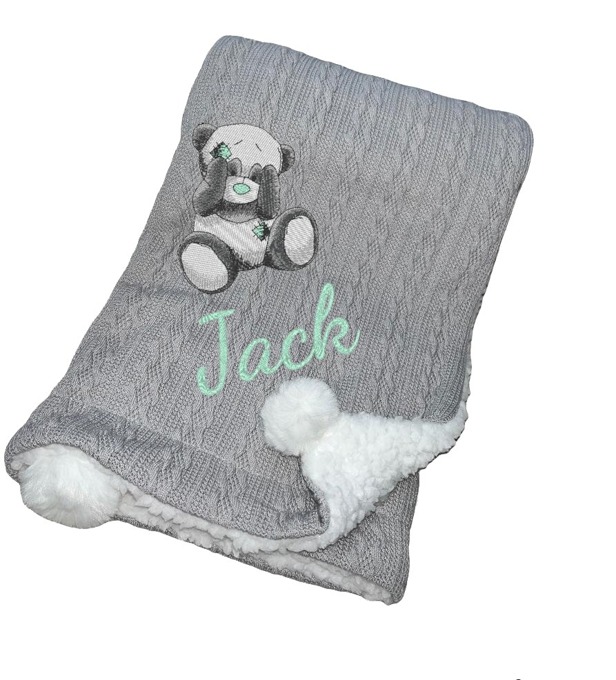 Huxley Baby Blanket Panda Design & Name
