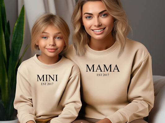 Matching Mini & Mama Mummy Personalised Jumpers design 4 - Various Colours
