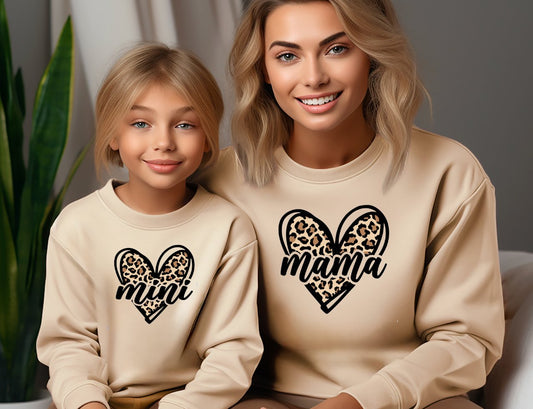 Matching Mini & Mama Mummy Personalised Jumpers heart - Various Colours