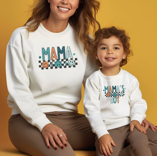 Matching Mini & Mama Mummy Personalised Jumpers Mamas Boy - Various Colours