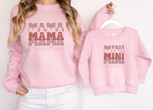 Matching Mini & Mama Mummy Personalised Jumpers triple - Various Colours