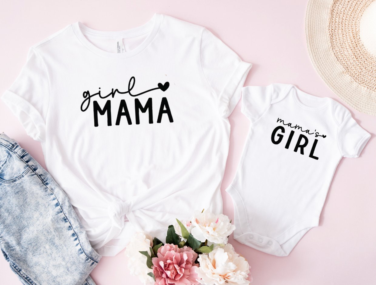 Matching Mini & Mama Mummy Personalised T-Shirt & Vest Girl mama - White Only