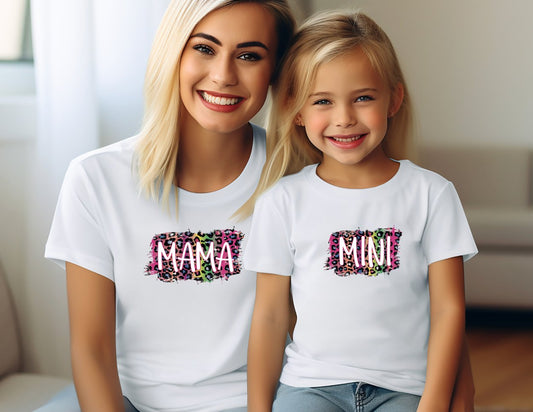 Matching Mini & Mama Mummy Personalised T-Shirts Design 3 - Various Colours