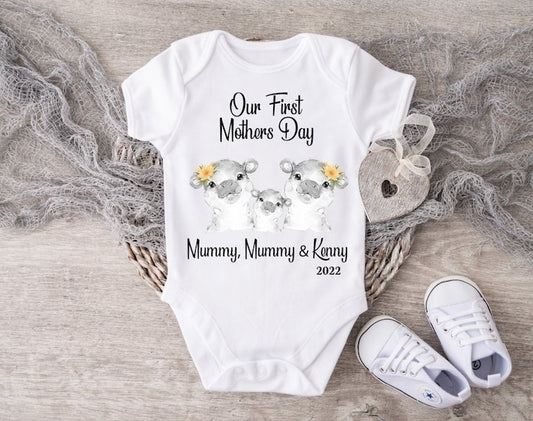Mothers Day Hippo Boy Vest or Sleepsuit - Mummy & Mummy