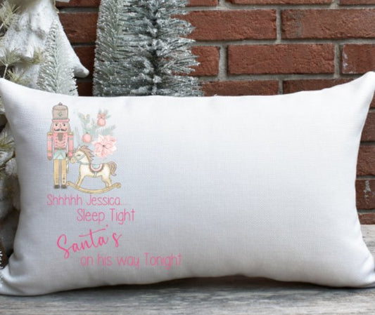 Nutcracker Pink design Christmas pillow case personalised