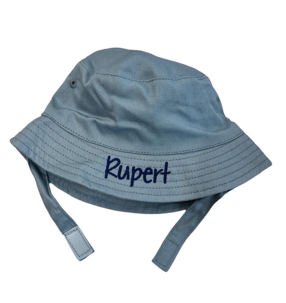 Unisex Personalised Baby Bucket Hat - White 6-12 Months