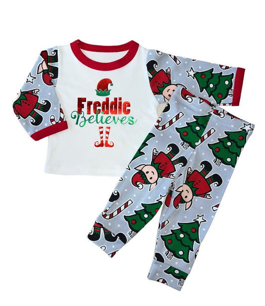 Personalised Christmas Pyjamas Elf Design