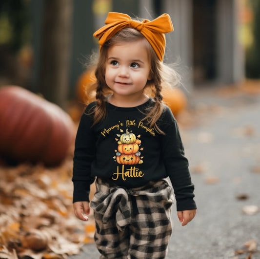Personalised Halloween Long Sleeve T-Shirt - Mummy's Little Pumpkin Design