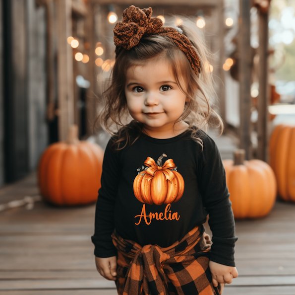 Personalised Halloween Long Sleeve T-Shirt - Pumpkin Design