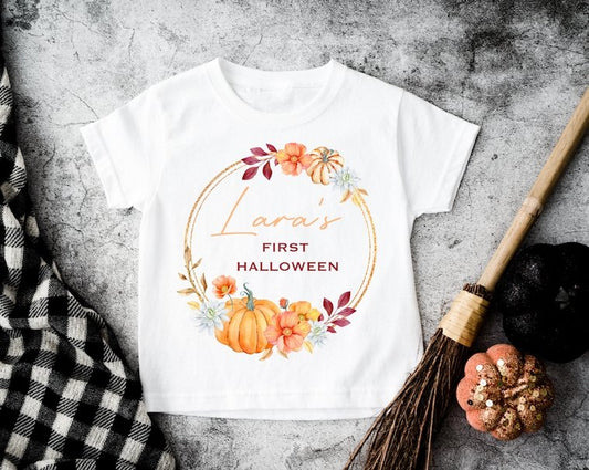 Personalised Halloween T-Shirt - 1st Halloween Round Pumpkin Design