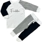 Personalised with name Loungewear Contrast Set in Black/Grey/White