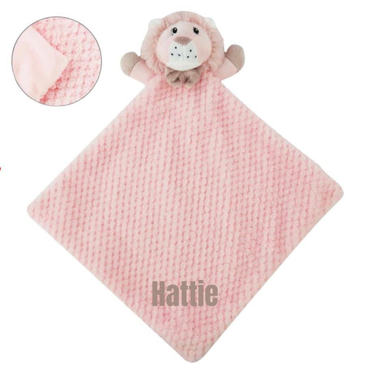 Pink Lion Personalised baby comforter blanket