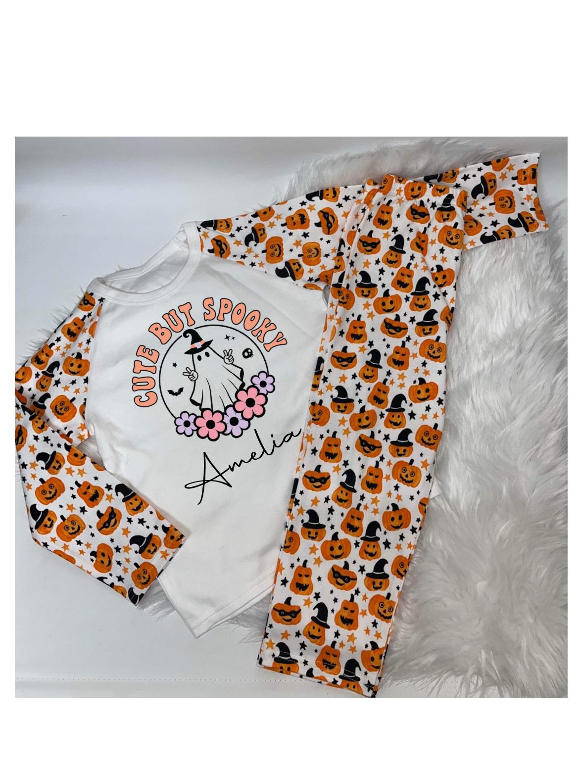 Pumpkin Print Personalised Pyjamas Cute it spooky Design