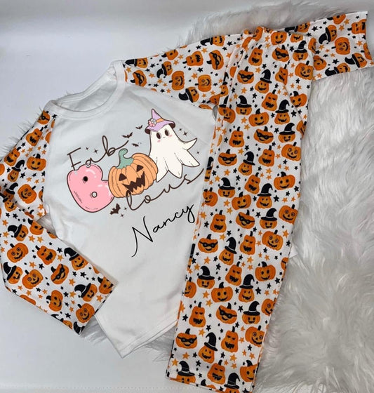 Pumpkin Print Personalised Pyjamas Halloween Fab-BOO-lous Design