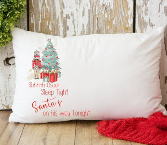 Red Nutcracker design Christmas pillow case personalised