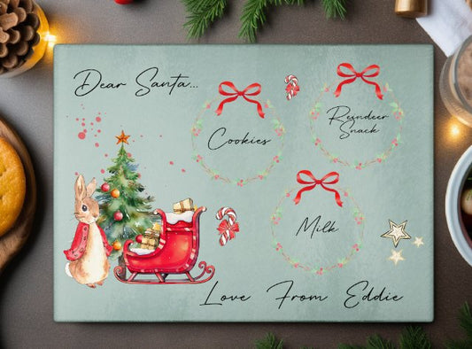 Red Rabbit Design Christmas Eve Personalised Santas Cookies Plate