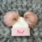 Rose & White Double Pom hat - First Size