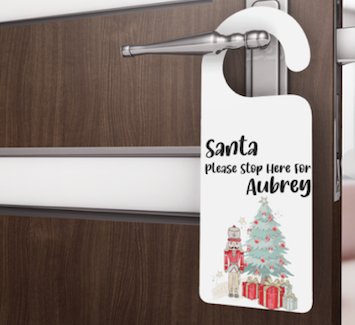 Santa Stop Here Personalised Door hanger - Nutcracker & Tree