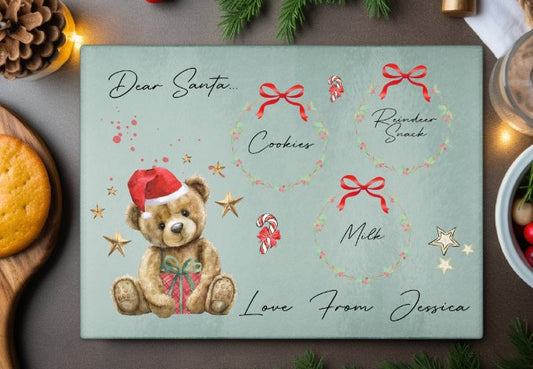 Teddy Design Christmas Eve Personalised Santas Cookies Plate