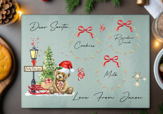 Teddybear Design Christmas Eve Personalised Santas Cookies Plate