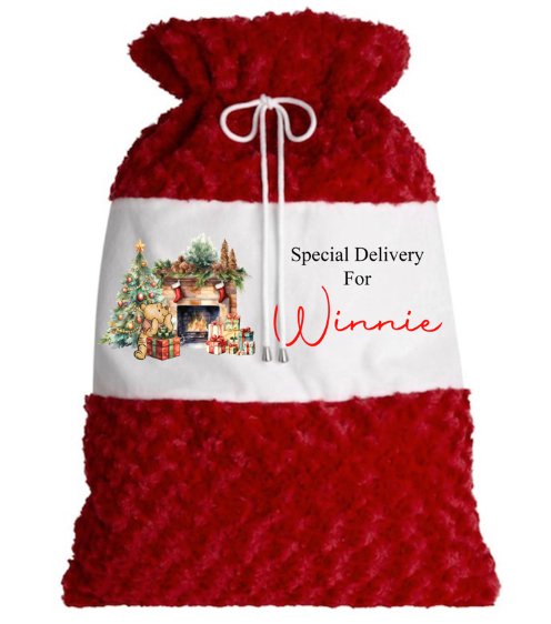 Winnie Tho Pooh Plush Red personalised Christmas Sack Design 7