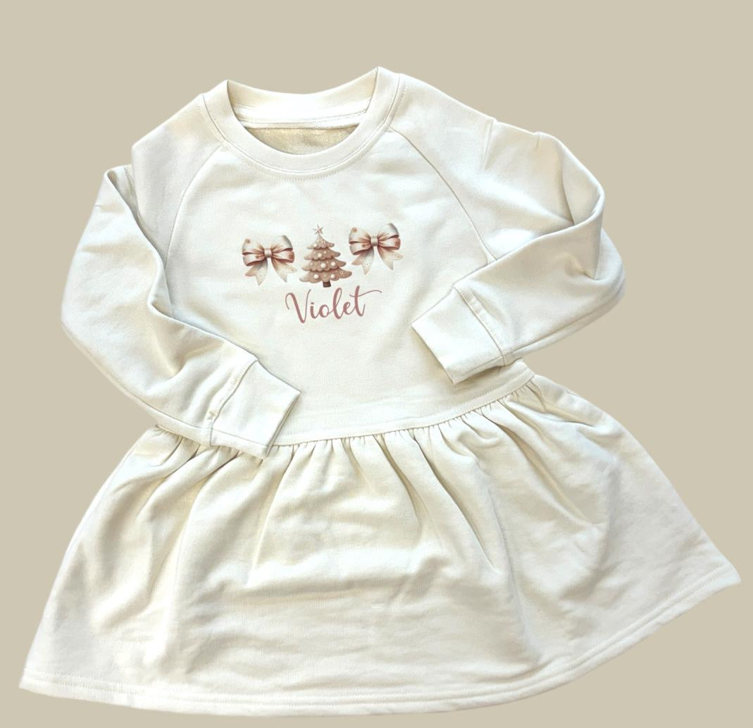 Christmas personalised kids raglan dress