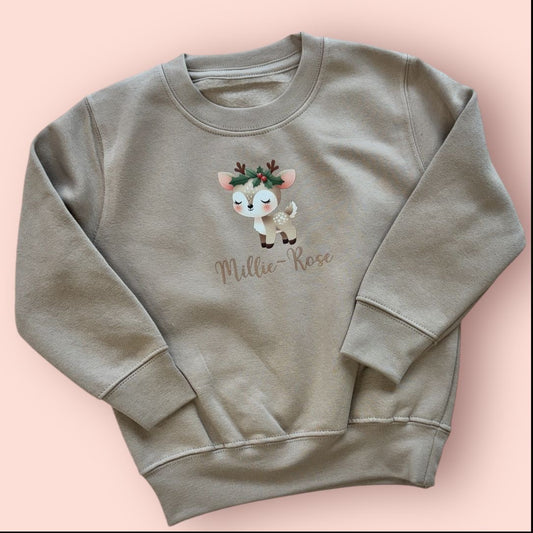 Cute Christmas deer Kids personalised sweater