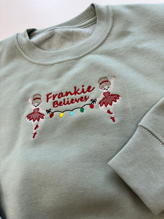 Ballerina Christmas lights Kids personalised sweater