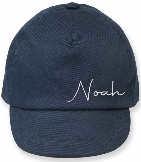 Toddler personalised elasticated cap - choose your colour