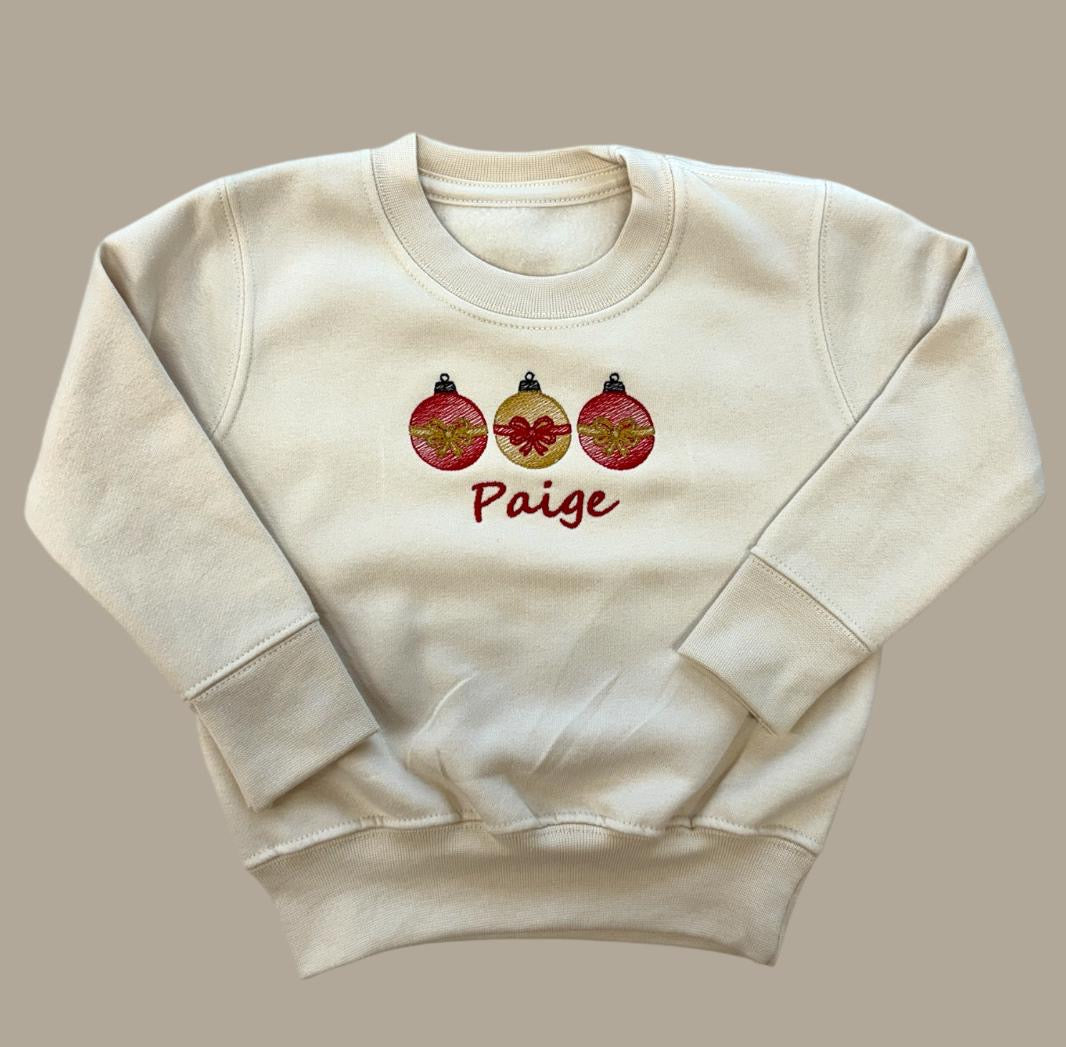 Christmas Baubles Kids personalised sweater