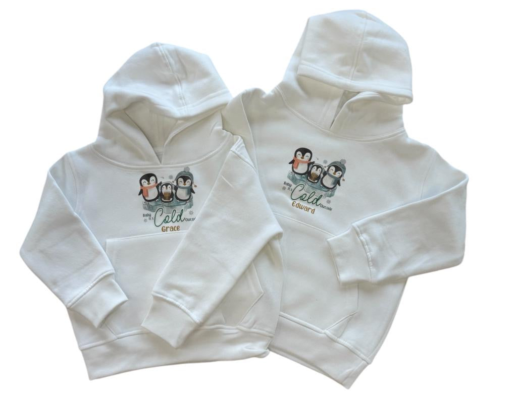 Baby its cold outside Personalised kids Christmas hoodie (Copy)