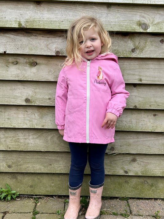 Flopsy Bunny Baby/Toddler personalised Rain coat Pink