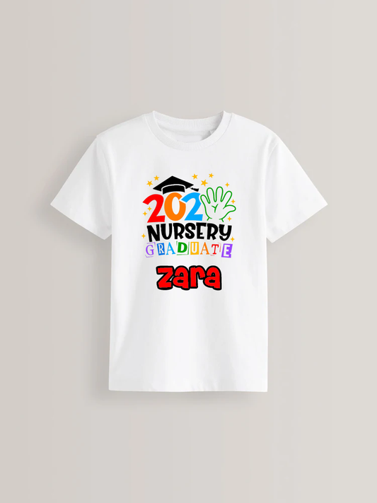 Nursery Graduate personalised kids t-shirt - Multicolour design