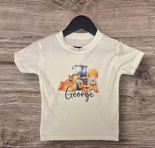 Digger design personalised kids T-Shirt