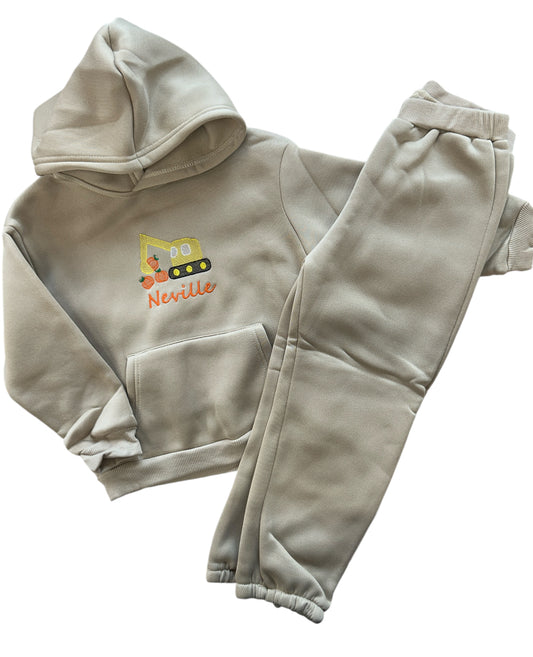 Kids Hoodie tracksuit personalised set - Halloween Digger