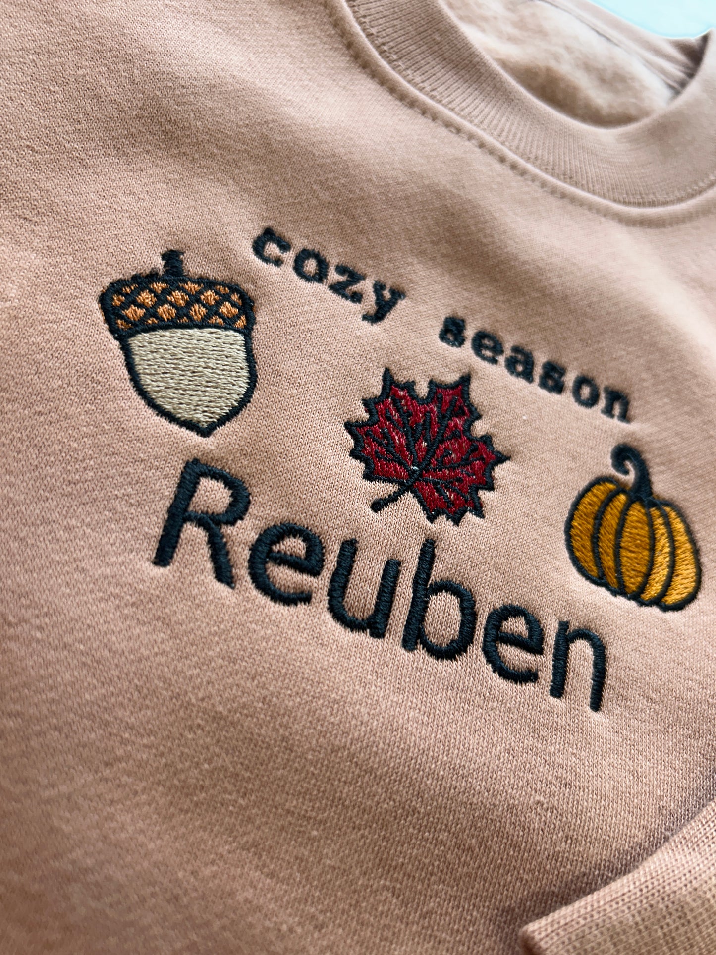 Acorns in Autumn Kids personalised sweater