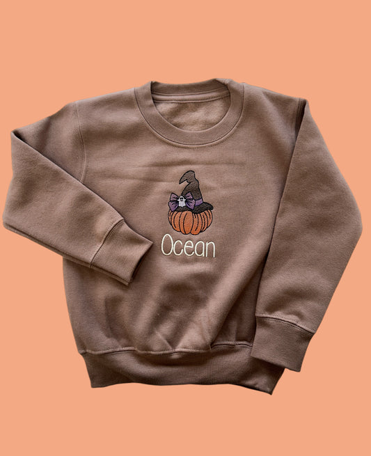 Pumpkin Witches Hat Kids personalised sweater