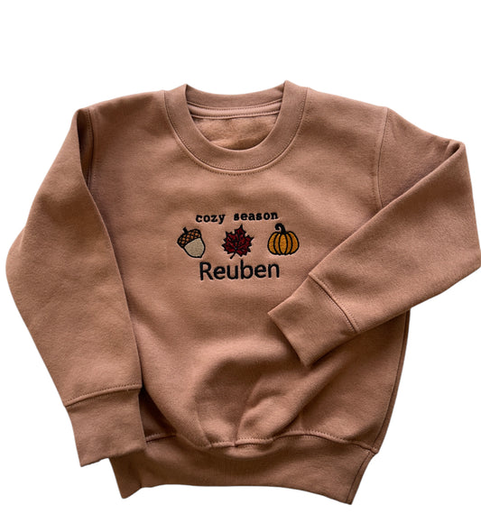 Acorns in Autumn Kids personalised sweater