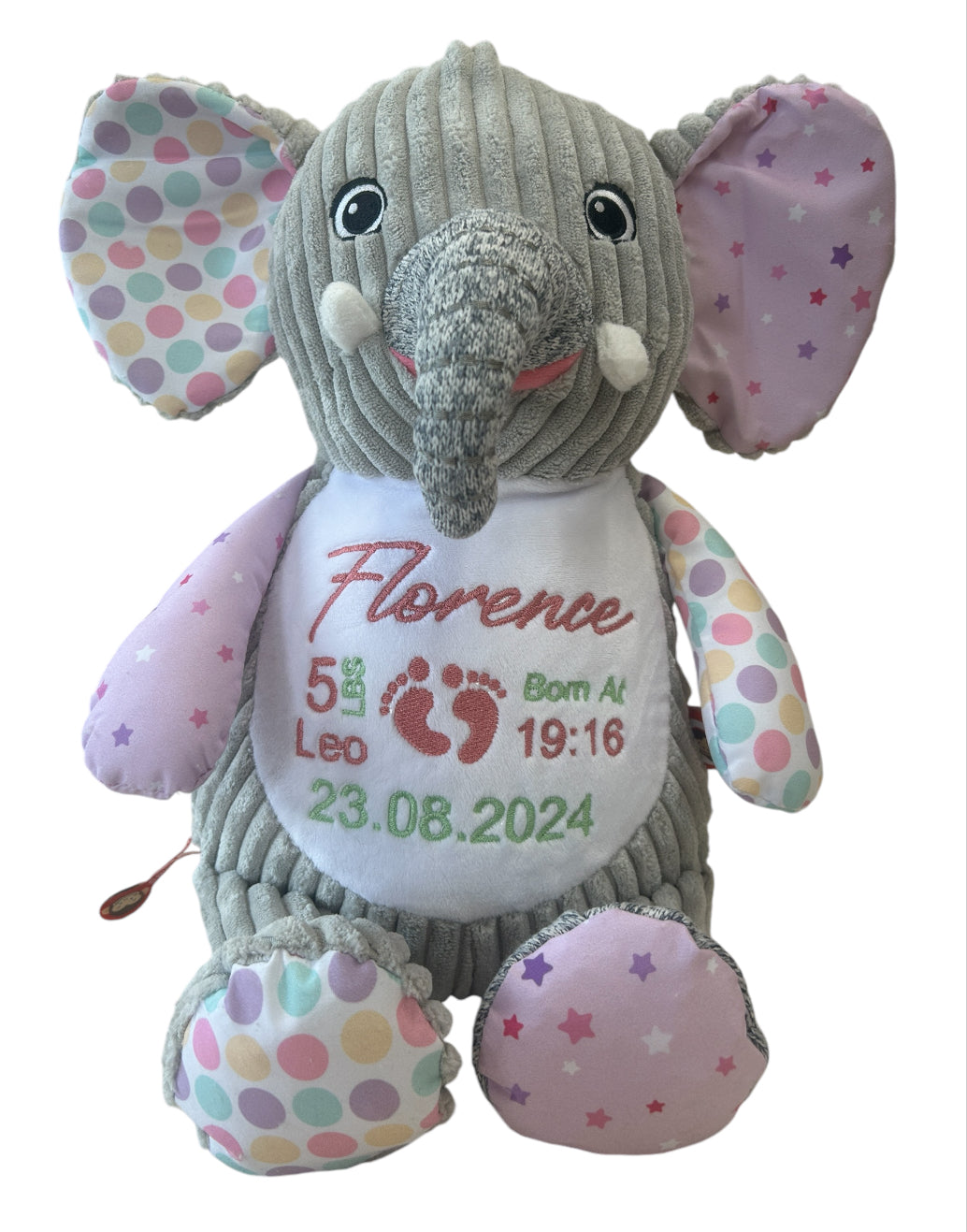 HARLEY Baby Sensory Elephant – Bubblegum Personalised Teddy