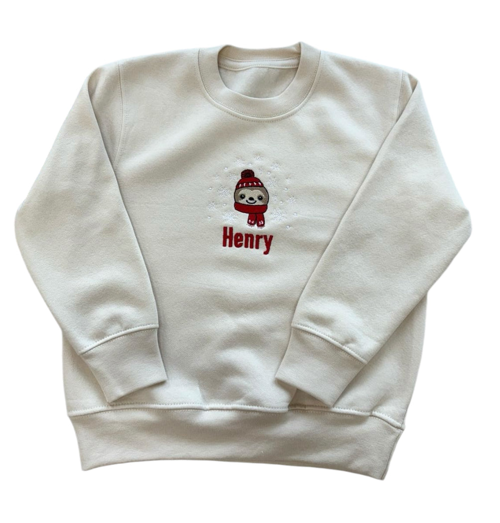 Christmas Sloth Kids personalised sweater