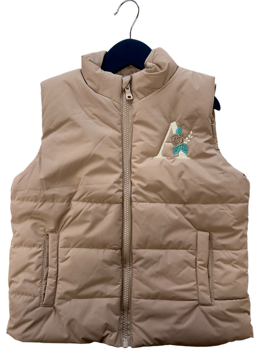 Floral Initial personalised kids gilet