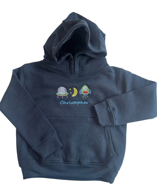 Space Adventure Personalised Hoodie with name - Various Colours