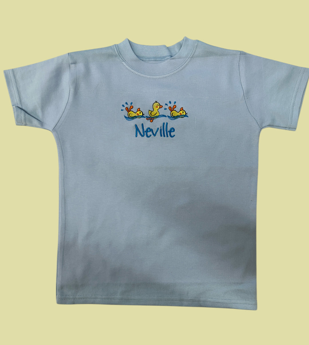 Duck Trio embroidered personalised kids T-Shirt