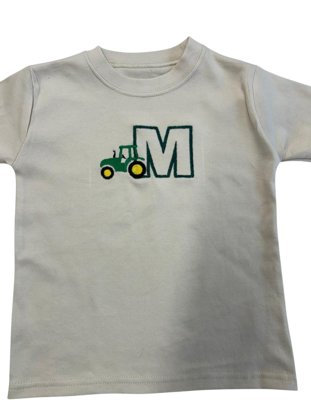 Initial & Tractor embroidered personalised kids T-Shirt