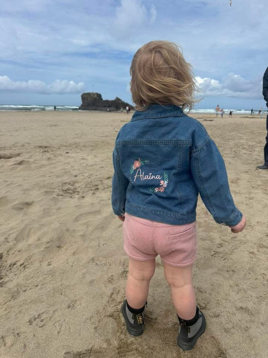 Personalised Kids' Denim Jacket - floral design